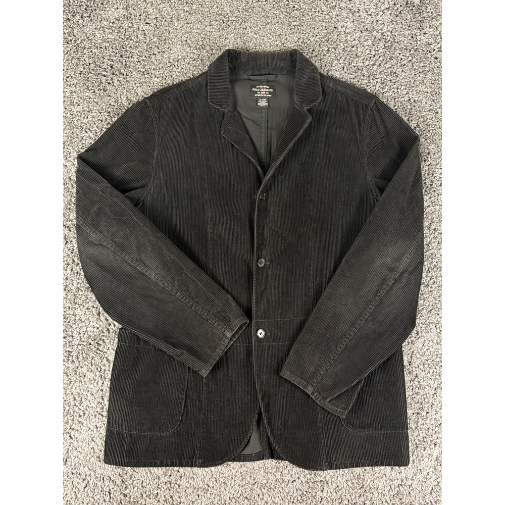 Polo Jeans Co Ralph Lauren Mens XL Corduroy Blazer Brown Y2K 3-Button Jacket